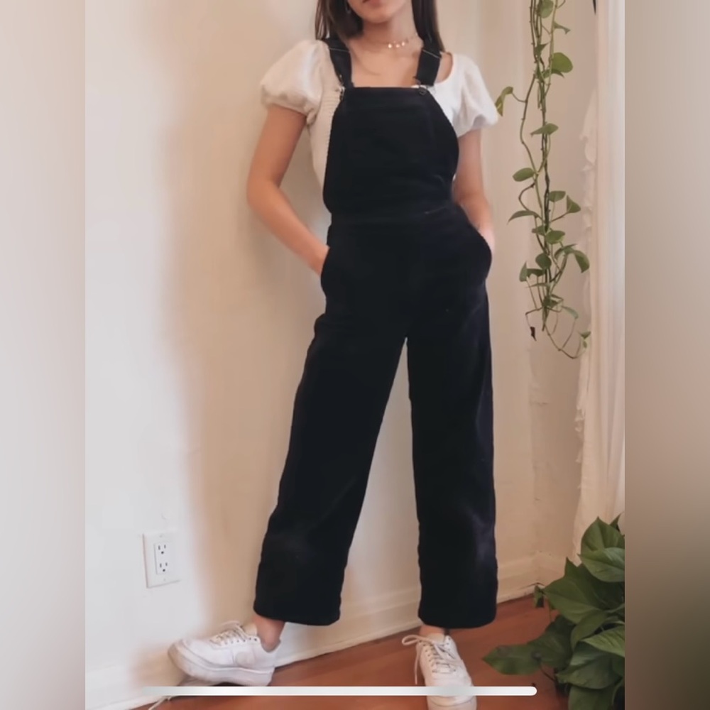 Rollas Navy Blue Corduroy Eastcoast Flare Overalls Women Size 27 - bestdressed
